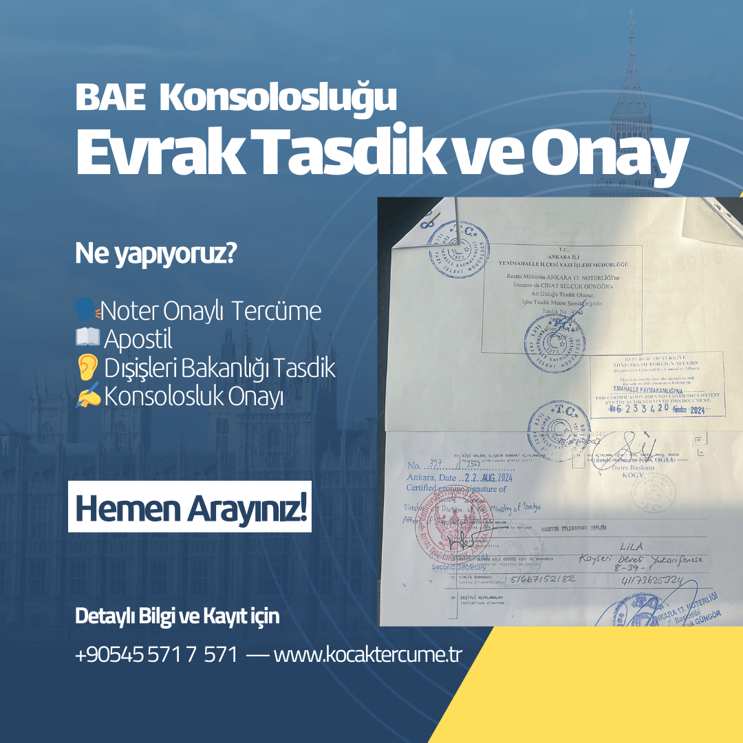 birleşik arap emirlikleri Konsolosluğu Evrak Tasdik ve onay